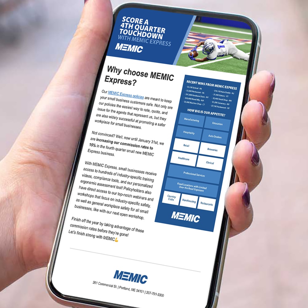 'Why choose MEMIC Express' article on mobile phone