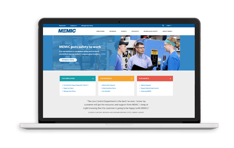 MEMIC website home page